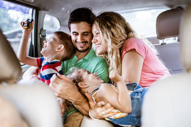 Happy family traveling